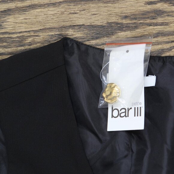 NWT Bar III Womens Petite V-Neck Button-Front Cropped Vest 100207006PT Black PM - Picture 5 of 7
